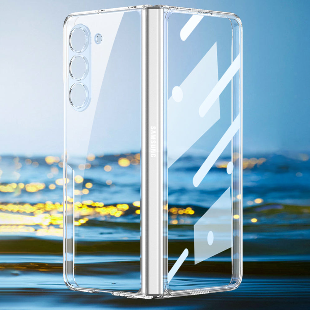 GKK pro Samsung Galaxy Z Fold5 5G galvanicky pokovený průhledný kryt PC skládací pouzdro na telefon s fólií z tvrzeného skla GKK pro Samsung Galaxy Z Fold5 5G galvanicky pokovený průhledný kryt PC skládací pouzdro na telefon s fólií z tvrzeného skla